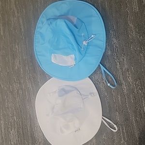 2 Swim zip kids sun hats, white & teal, 100% polyester